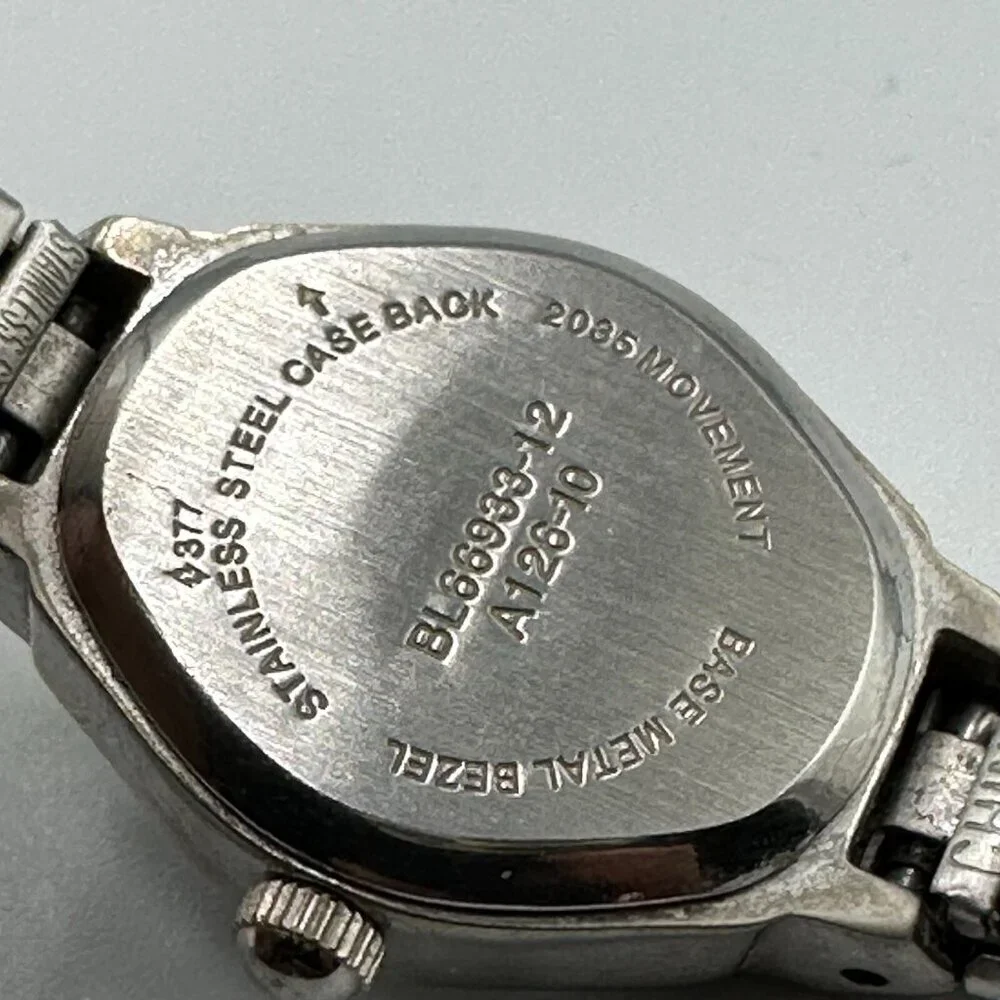 3/$30 Oval Dial Watch Women Black Face Silver Stretch Band New Battery 6.25